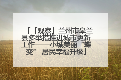 「观察」兰州市皋兰县多举措推进城市更新工作——小城美丽“蝶变” 居民幸福升级