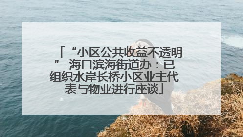 “小区公共收益不透明” 海口滨海街道办：已组织水岸长桥小区业主代表与物业进行座谈