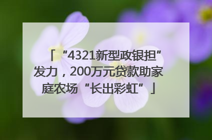 “4321新型政银担”发力，200万元贷款助家庭农场“长出彩虹”