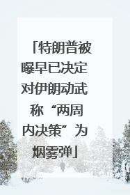 特朗普被曝早已决定对伊朗动武 称“两周内决策”为烟雾弹
