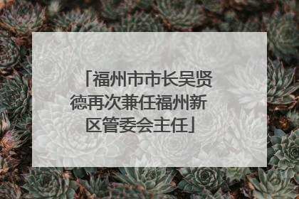 福州市市长吴贤德再次兼任福州新区管委会主任