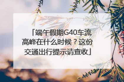 端午假期G40车流高峰在什么时候？这份交通出行提示请查收