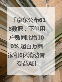 京东公布618数据：下单用户数同比增100% 超百万商家和6亿消费者受益AI