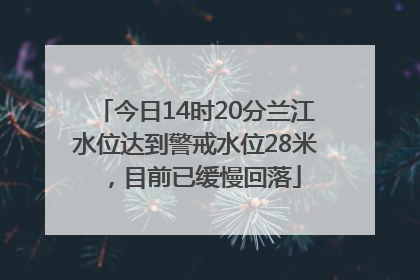 今日14时20分兰江水位达到警戒水位28米，目前已缓慢回落