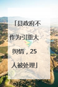 县政府不作为引重大舆情，25人被处理