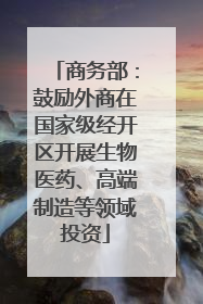商务部：鼓励外商在国家级经开区开展生物医药、高端制造等领域投资