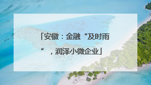 安徽：金融“及时雨”，润泽小微企业