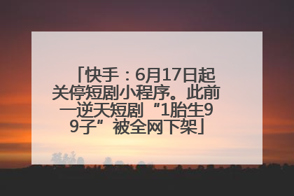 快手：6月17日起关停短剧小程序。此前一逆天短剧“1胎生99子”被全网下架