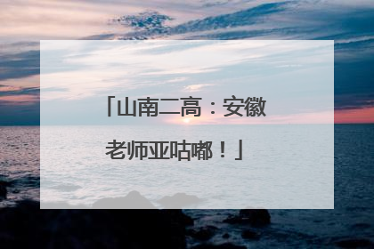 山南二高：安徽老师亚咕嘟！
