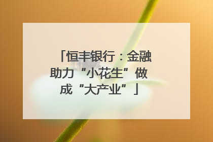 恒丰银行：金融助力“小花生”做成“大产业”