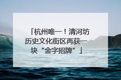 杭州唯一！清河坊历史文化街区再获一块“金字招牌”