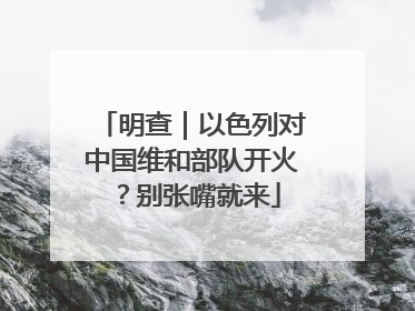 明查｜以色列对中国维和部队开火？别张嘴就来