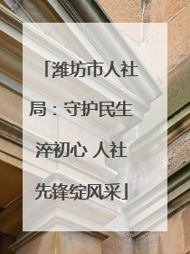 潍坊市人社局：守护民生淬初心 人社先锋绽风采