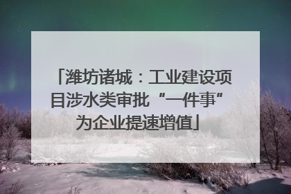 潍坊诸城：工业建设项目涉水类审批“一件事” 为企业提速增值