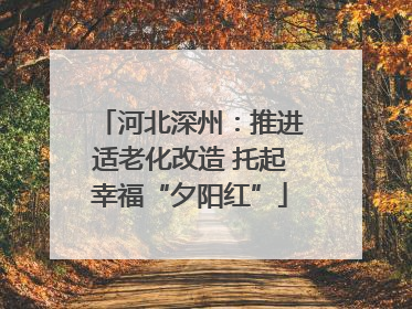 河北深州：推进适老化改造 托起幸福“夕阳红”