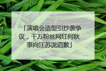演唱会造型引抄袭争议，千万粉丝网红何秋亊向汪苏泷道歉