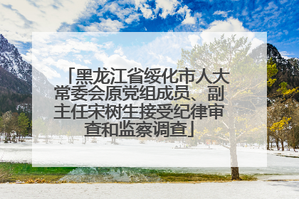 黑龙江省绥化市人大常委会原党组成员、副主任宋树生接受纪律审查和监察调查