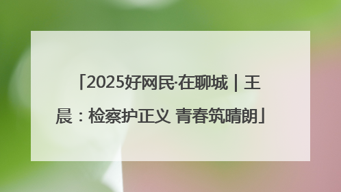 2025好网民·在聊城｜王晨：检察护正义 青春筑晴朗