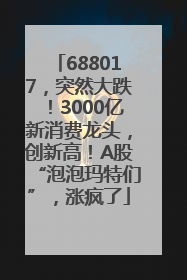 688017，突然大跌！3000亿新消费龙头，创新高！A股“泡泡玛特们”，涨疯了